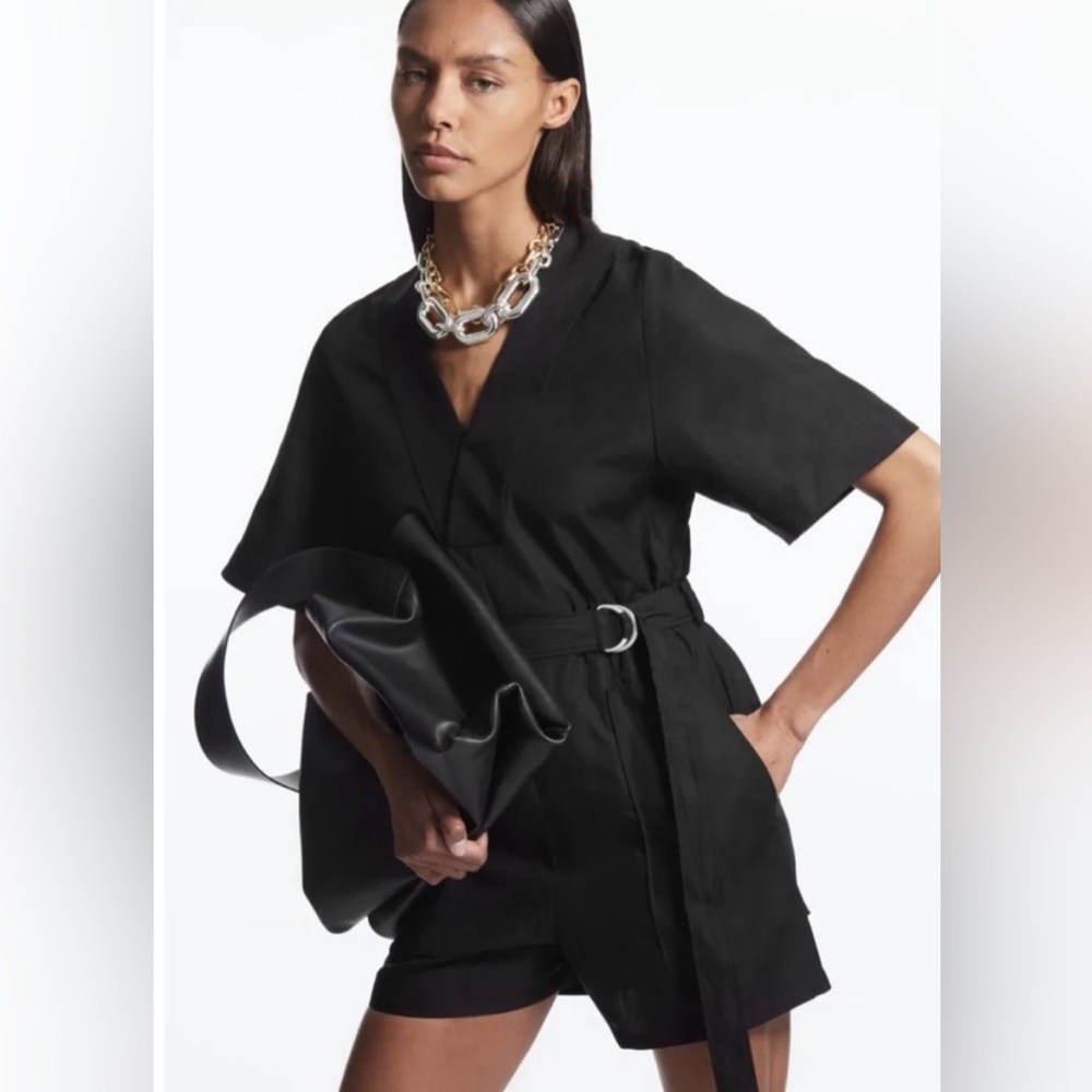 Cos Black Belted Romper Playsuit